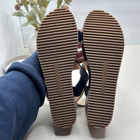 Bandolino Britni Platform Leather Sandals Buckle Sling Back Navy Women 8.5M NWOB - Picture 6 of 10